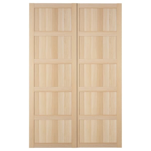 BERGSBO - Pair of sliding doors, oak effect with white stain, 150x236 cm