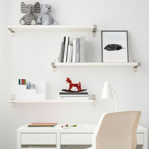 BERGSHULT / GRANHULT - Wall shelf combination, white/nickel-plated, 80x20 cm