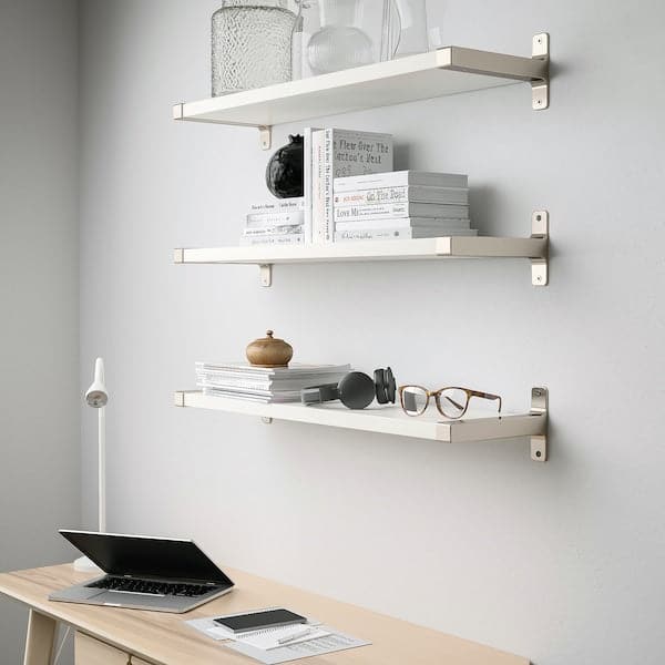 BERGSHULT / GRANHULT - Wall shelf combination, white/nickel-plated, 80x20 cm - best price from Maltashopper.com 79291082
