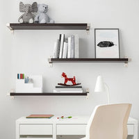 BERGSHULT / GRANHULT wall shelf combination, brown-black/nickel-plated, 80x20 cm