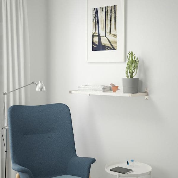 Ikea BERGSHULT / GRANHULT - Wall shelf, white/nickel-plated, 80x30 cm