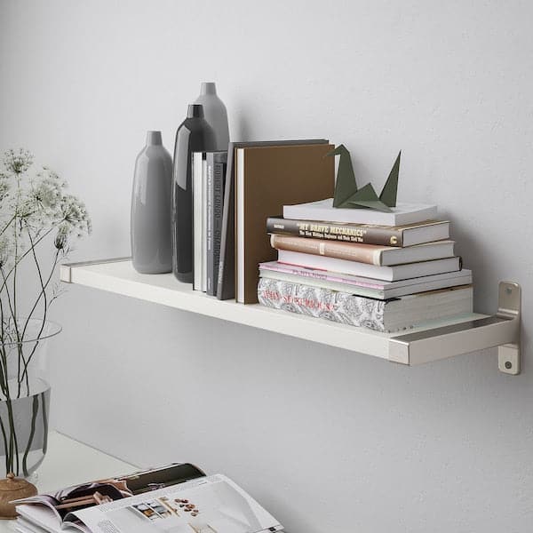 Ikea BERGSHULT / GRANHULT - Wall shelf, white/nickel-plated, 80x20 cm