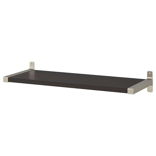 Ikea BERGSHULT / GRANHULT - Wall shelf, brown-black/nickel-plated, 80x30 cm