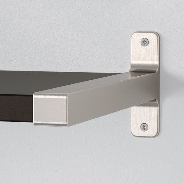 Ikea BERGSHULT / GRANHULT - Wall shelf, brown-black/nickel-plated, 80x30 cm