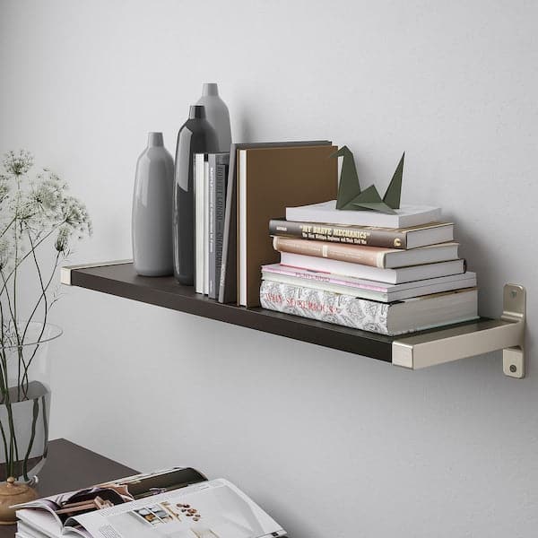 BERGSHULT / GRANHULT - Wall shelf, brown-black/nickel-plated