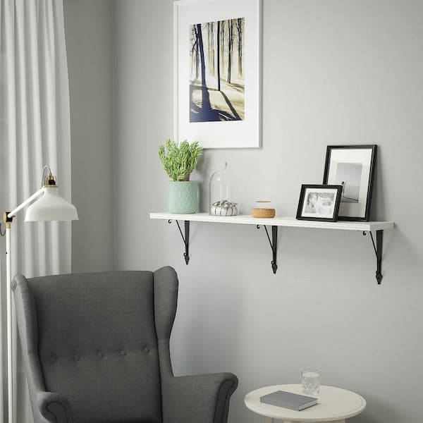 Ikea BERGSHULT / KROKSHULT - Wall shelf, white/anthracite, 120x20 cm