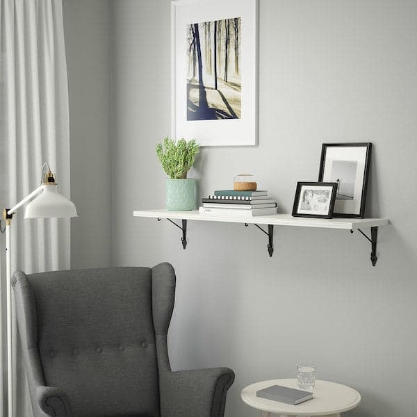 Ikea BERGSHULT / KROKSHULT - Wall shelf, white/anthracite, 120x30 cm