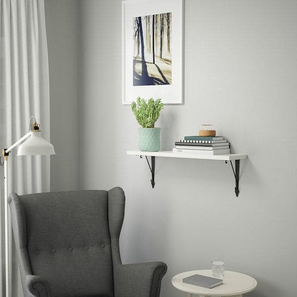 Ikea BERGSHULT / KROKSHULT - Wall shelf, white/anthracite, 80x20 cm