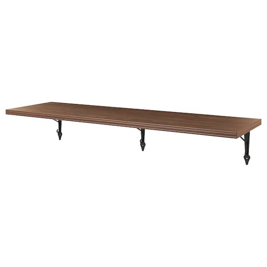 Ikea BERGSHULT / KROKSHULT - Shelf and brackets, walnut/anthracite effect, 120x30 cm