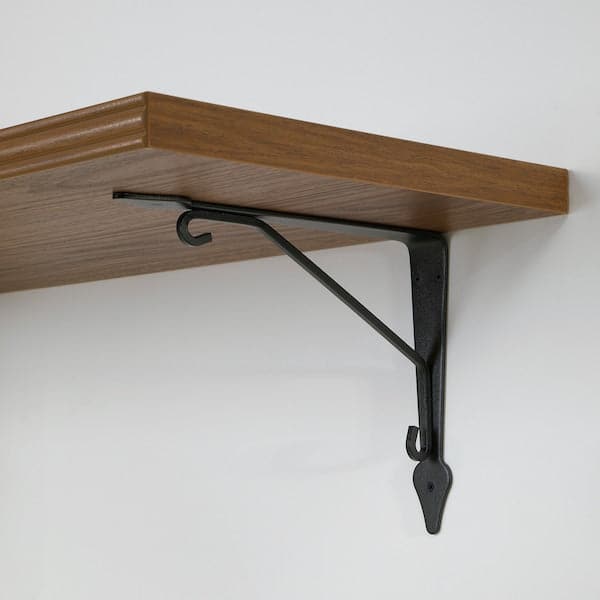 Ikea BERGSHULT / KROKSHULT - Shelf and brackets, walnut/anthracite effect, 120x30 cm
