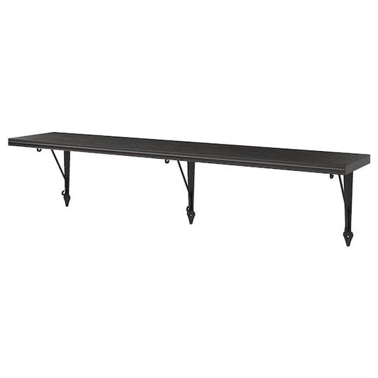 BERGSHULT / KROKSHULT - Wall shelf, brown-black/anthracite, 120x20 cm - best price from Maltashopper.com 59326049