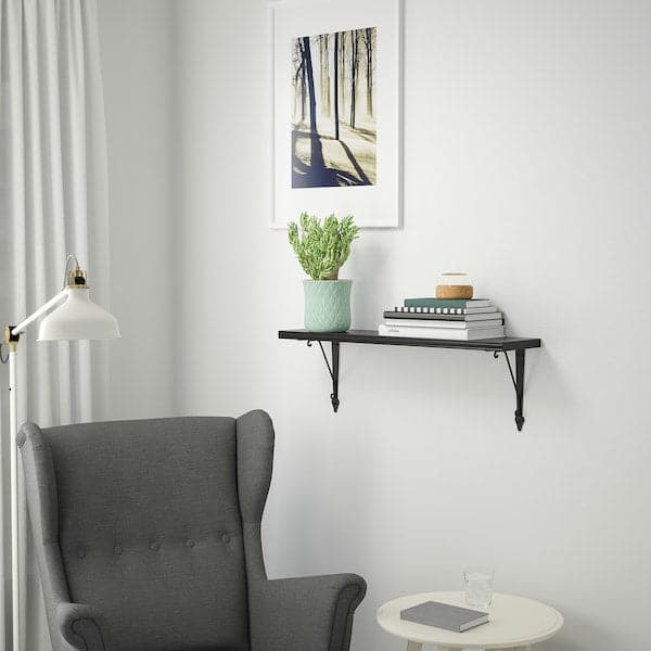 Ikea BERGSHULT / KROKSHULT - Wall shelf, brown-black/anthracite, 80x20 cm