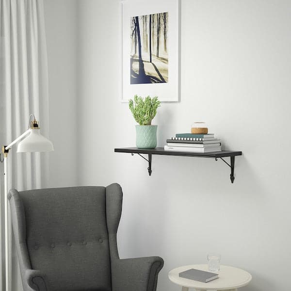 BERGSHULT / KROKSHULT - Wall shelf, brown-black/anthracite, 80x30 cm - best price from Maltashopper.com 59326073
