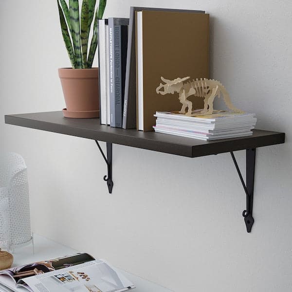 Ikea BERGSHULT / KROKSHULT - Wall shelf, brown-black/anthracite, 80x30 cm
