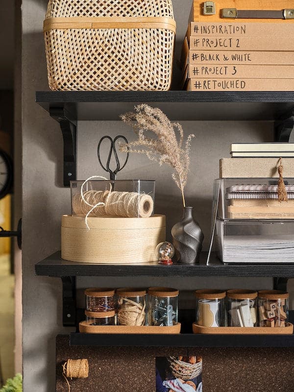Ikea BERGSHULT - Shelf, brown-black, 80x20 cm