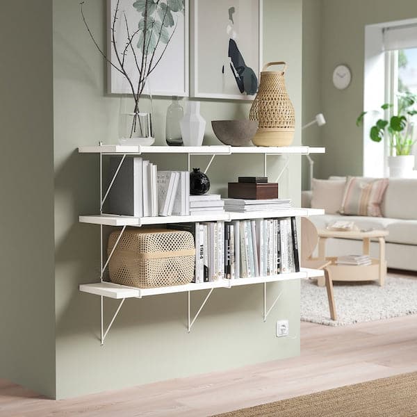 Ikea BERGSHULT / PERSHULT - Wall shelf combination, white/white, 120x30 cm