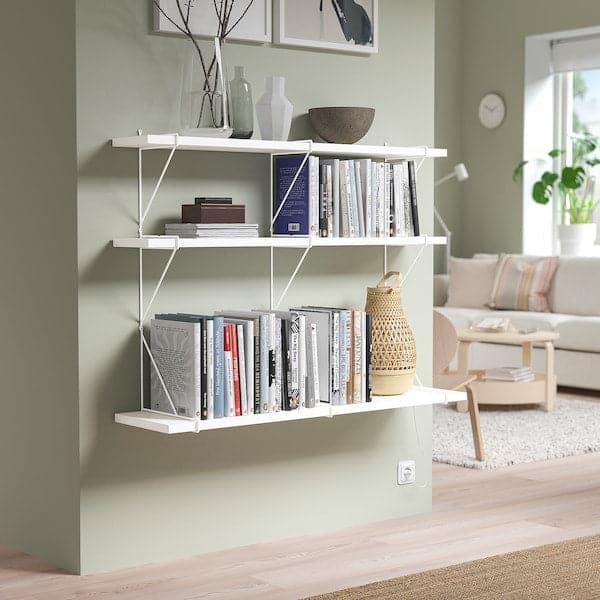 Ikea BERGSHULT / PERSHULT - Wall shelf combination, white/white, 120x30x91 cm