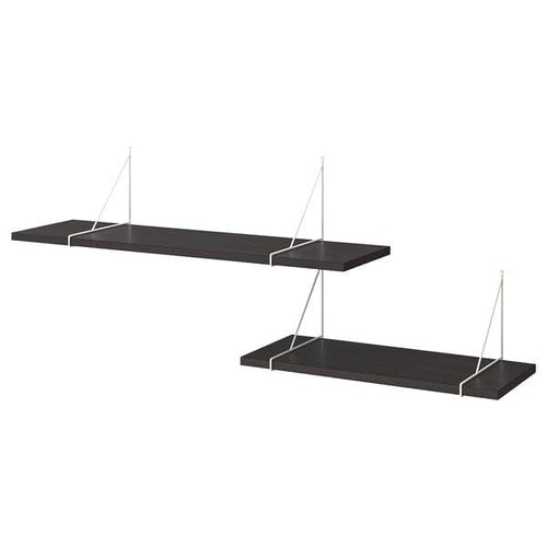 BERGSHULT / PERSHULT - Wall shelf combination, brown-black/white, 120x30 cm