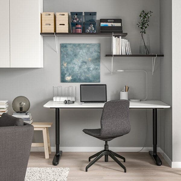 Ikea BERGSHULT / PERSHULT - Wall shelf combination, brown-black/white, 120x30 cm