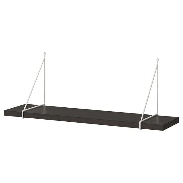 Ikea BERGSHULT / PERSHULT - Wall shelf, brown-black/white, 80x20 cm