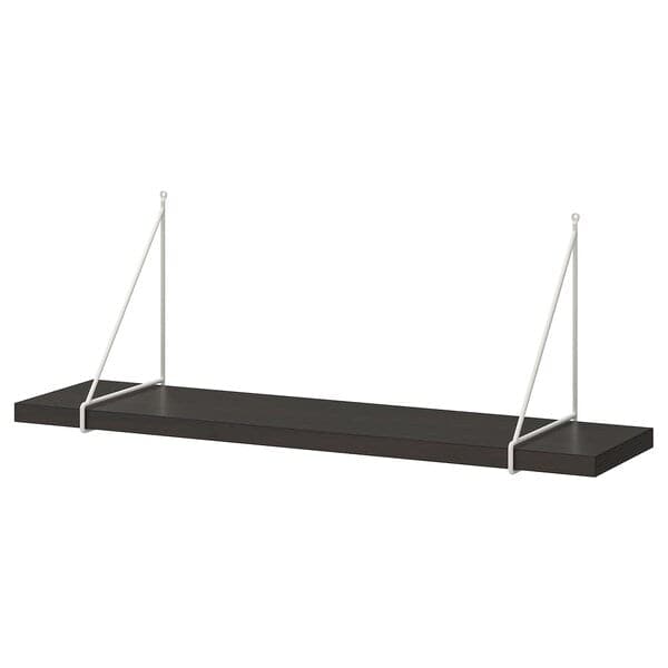 BERGSHULT / PERSHULT - Wall shelf, brown-black/white, 80x20 cm