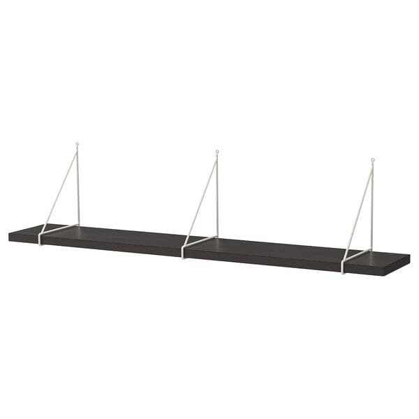 Ikea BERGSHULT / PERSHULT - Wall shelf, brown-black/white, 120x20 cm