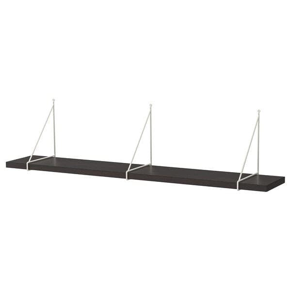 BERGSHULT / PERSHULT - Wall shelf, brown-black/white, 120x20 cm