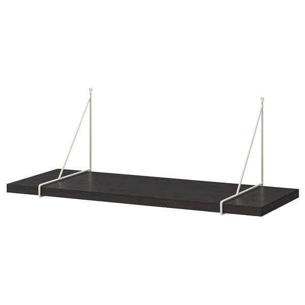 Ikea BERGSHULT / PERSHULT - Wall shelf, brown-black/white, 80x30 cm