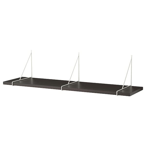 BERGSHULT / PERSHULT - Wall shelf, brown-black/white, 120x30 cm