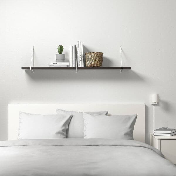 Ikea BERGSHULT / PERSHULT - Wall shelf, brown-black/white, 120x20 cm