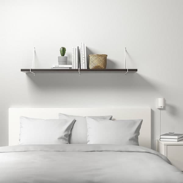 Ikea BERGSHULT / PERSHULT - Wall shelf, brown-black/white, 120x30 cm