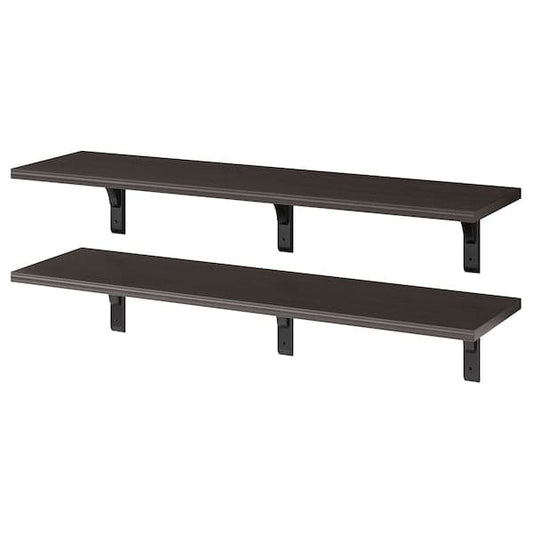 BERGSHULT / RAMSHULT - Wall shelf combination, brown-black, 120x30 cm - best price from Maltashopper.com 29291107
