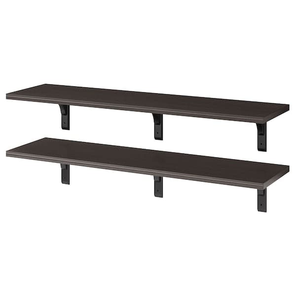 BERGSHULT / RAMSHULT - Wall shelf combination, brown-black, 120x30 cm