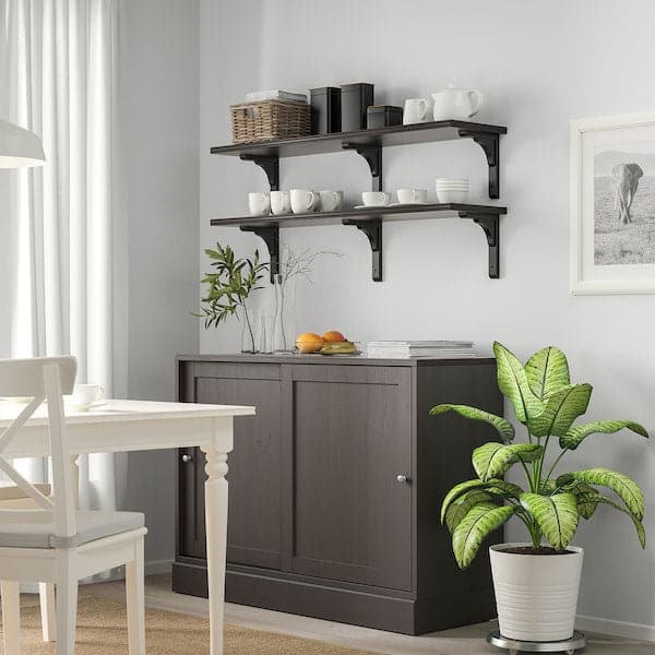 BERGSHULT / RAMSHULT - Wall shelf combination, brown-black, 120x30 cm - best price from Maltashopper.com 29291107