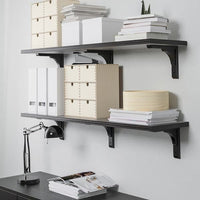 BERGSHULT / RAMSHULT - Wall shelf combination, brown-black, 120x30 cm - best price from Maltashopper.com 29291107