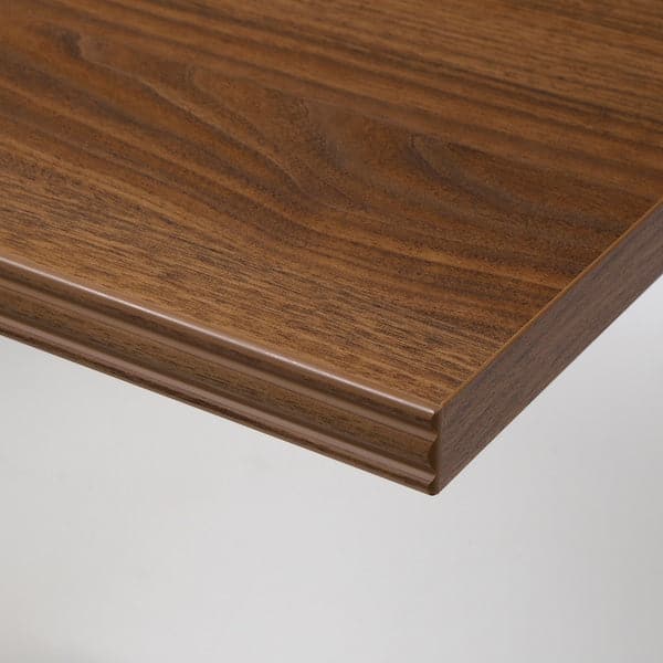 Ikea BERGSHULT / RAMSHULT - Shelf and brackets, walnut/black effect, 80x20 cm