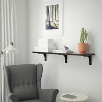 BERGSHULT / RAMSHULT - Wall shelf, brown-black, 120x30 cm - best price from Maltashopper.com 99290618