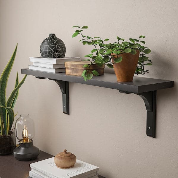 BERGSHULT / RAMSHULT - Wall shelf, brown-black, 80x20 cm - best price from Maltashopper.com 29290612