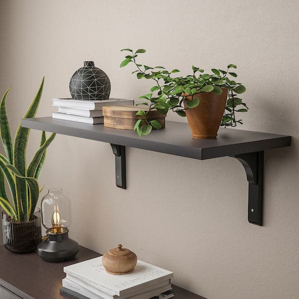 BERGSHULT / RAMSHULT - Wall shelf, brown-black, 80x30 cm