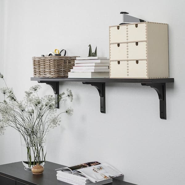 Ikea BERGSHULT / RAMSHULT - Wall shelf, brown-black, 120x20 cm