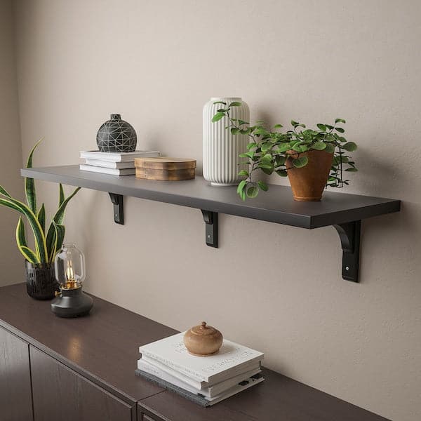 Ikea BERGSHULT / RAMSHULT - Wall shelf, brown-black, 120x30 cm
