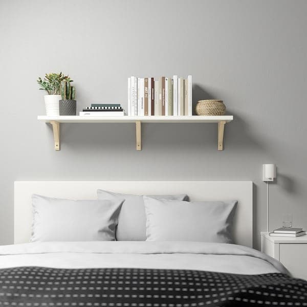 Ikea BERGSHULT / SANDSHULT - Wall shelf, white/aspen, 120x30 cm