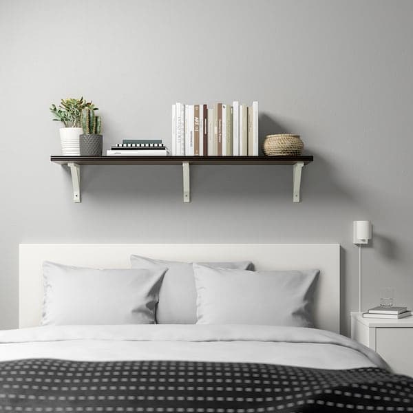 Ikea BERGSHULT / SANDSHULT - Wall shelf, brown-black/white stained aspen, 120x30 cm