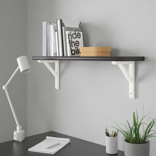 Ikea BERGSHULT / SANDSHULT - Wall shelf, brown-black/white stained aspen, 80x20 cm