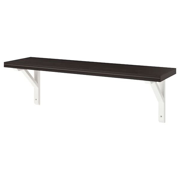 Ikea BERGSHULT / SANDSHULT - Wall shelf, brown-black/white stained aspen, 80x20 cm