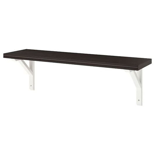 Ikea BERGSHULT / SANDSHULT - Wall shelf, brown-black/white stained aspen, 80x20 cm