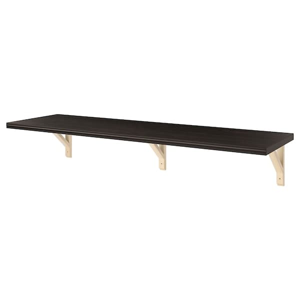 BERGSHULT / SANDSHULT - Wall shelf, brown-black/aspen, 120x30 cm