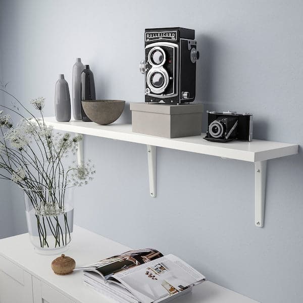 Ikea BERGSHULT / TOMTHULT - Shelf with bracket, white, 120x20 cm