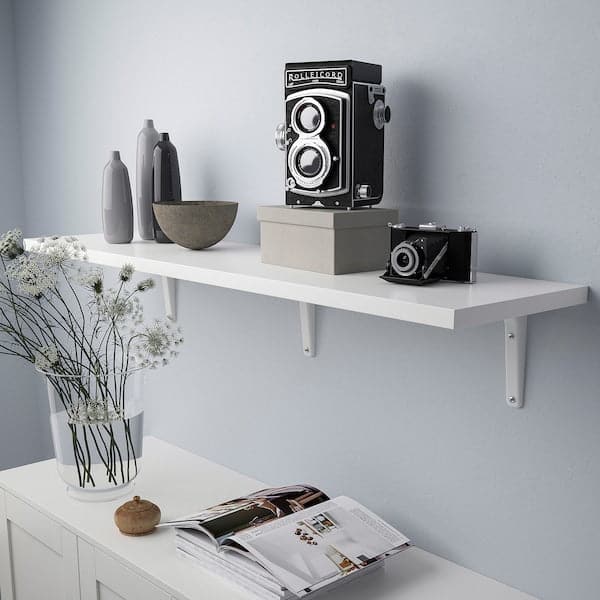 Ikea BERGSHULT / TOMTHULT - Shelf with bracket, white, 120x30 cm