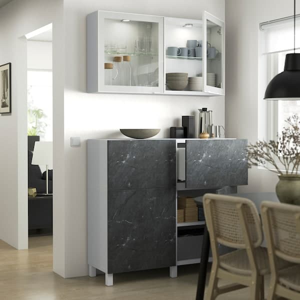 Ikea BERGSVIKEN - Door/drawer front, black marble effect, 60x38 cm